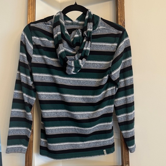 Vans Boy’s Green and Gray Striped Long Sleeve Tee - Picture 2 of 4